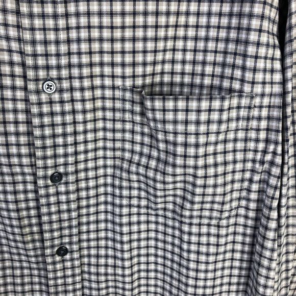 Eddie Bauer Button Down Shirt Mens L Tan Blue Checkered Plaid 100% Cotton Casual - Picture 5 of 10